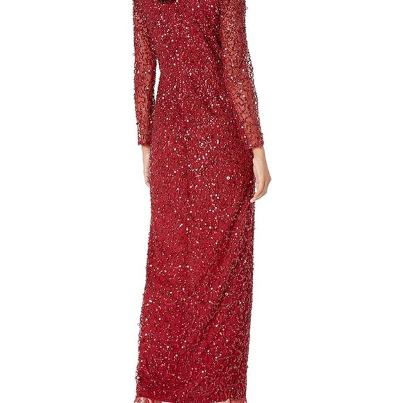 Adrianna Papell Cranberry Beaded Gown Worn Once Women’s Size US 10 - Picture 2 of 3